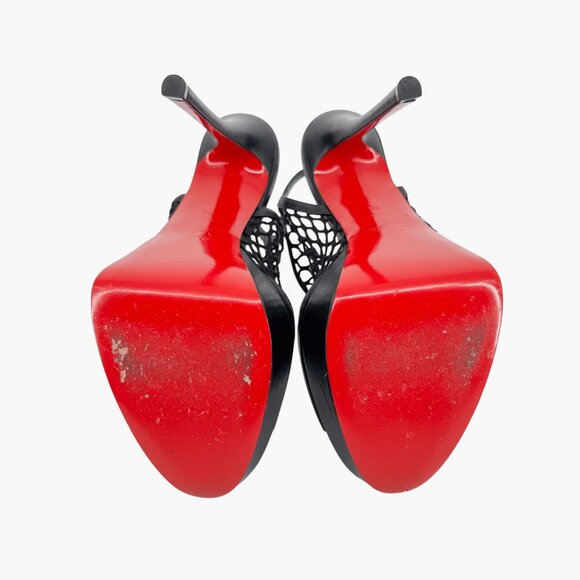 Christian Louboutin Plougesta Alta Black Fishnet Platform Pump Heel Size 38 US 8 - Picture 13 of 15